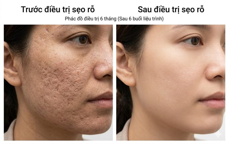 Kết quả sau khi trị sẹo rỗ tại Grace spa bình dương